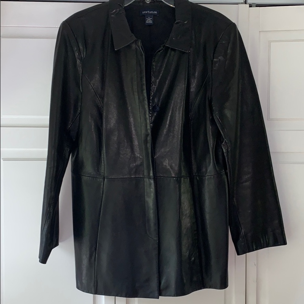 Ann Taylor Women’s dress black leather jacket